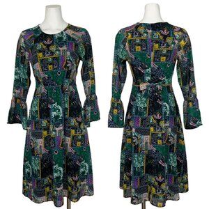 Yumi Patchwork Midi Dress 6 Green Floral